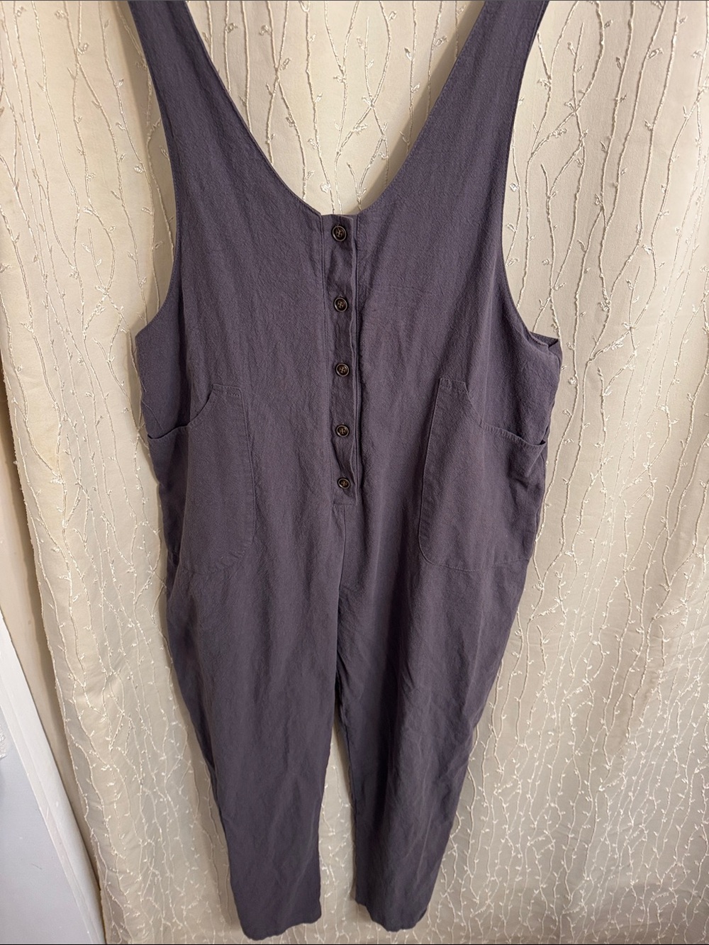 Casual Women's Sleeveless Button-Front Jumpsuit in Slate Gray